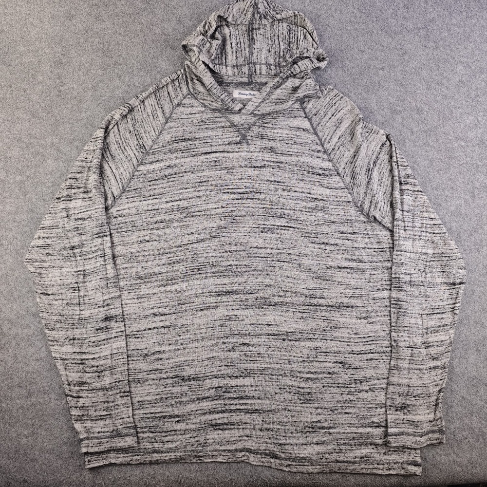 Tommy Bahama Hoodie Mens XL Gray Space Dye Pullover Lightweight Knit Raglan